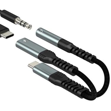 Imagem de Adaptador tipo C para auxiliar (2 em 1) USB C, fone de ouvido, áudio para iPhone 17, 16, 15 Pro Max, cabo carregador de 3,5 mm compatível com Samsung S25 S24 S23 Splitter Dongle Cord para Apple Wired