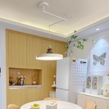 Imagem de Luminária pendente LED para mesa de jantar, com braço giratório e intensidade regulável. Luminária pendente moderna com controle remoto e altura ajustável para corredor, ilha de cozinha, sal