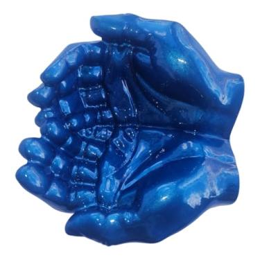 Imagem de Porta-Objetos Decorativo em Gesso Premium ARTURION – Escultura de Mãos Artesanal Azul | Decoração Sofisticada para Ambientes Elegantes. Tamanho Mão Feminina.