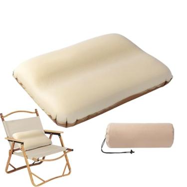 Imagem de Travesseiro De Viagem Inflável - Suporte Ergonómico Dobrável Com Saco De Armazenamento | Travesseiro de Viagem Insuflável Almofada para Costas - Para Pescoço Lombar Dormir Sesta Caminhadas Mochilismo