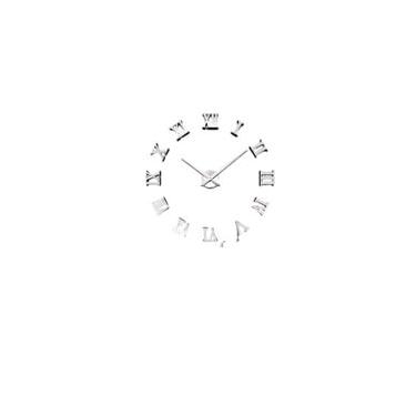 Imagem de Relógio de Parede Grande Sem Moldura DIY com Numerais Romanos Adesivo Espelho 3D para Decoração Casa e Escritório