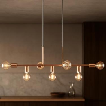 Imagem de Luminária de Teto Pendente Ciciliano 7 Lâmpadas para sala salão cozinha e comercio (Estilo Jabuticaba) (Cobre Verniz)