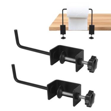 Imagem de Suporte Rolo Papel Kraft para Montagem em Mesa, Dispensador Rolo Papel Kraft com Braçadeira Ajustável Suporte Armazenamento em Aço Carbono para Arte Embalagem e Bancada de Artesanato (Preto)