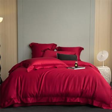 Imagem de Conjunto de cama premium em algodão, liso e macio, tamanho Queen/King, com capa de edredom, lençol de baixo, fronhas, cor 3, lençol de baixo 1,8MBed