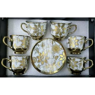 Imagem de Xícara de café/cha kit com 6 conjunto (12 peças) de Cerâmica em porcelana(Xicara D163-2/6 conjunto)