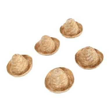 Imagem de HURRISE Mini Chapéus de Palha Sombrero, 5 Peças, Chapéus de Festa Mexicanos para Decoração de Artesanato, Com Material de Palha de Trigo Premium