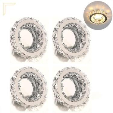 Imagem de 4 Spot Cristal K9 Embutir Inox Redondo Mr16 Gu10 Sala Lup70 - Acende A
