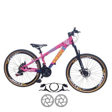 Imagem de Bicicleta 26 VikingX T25 21v Freios Hidraulicos Pneu Aro 26 Balão Faixa Amarela-Unissex