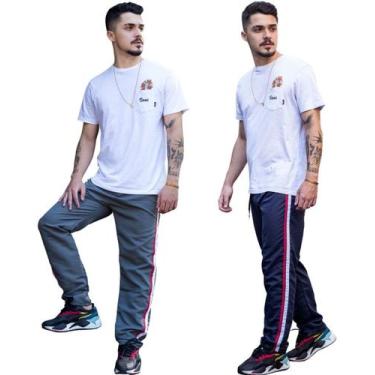 Imagem de 2 Calça Masc Tactel Agasalho Inverno Esportiva 073 - J94, 1 azul, Mari