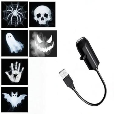 Imagem de Luminária Projetor Halloween USB LED 5V – Fantasma, Crânio e Projeção de Halloween, Luz Ambiente Decorativa para Parede, Teto e Janela (6 estilos - opção 1)
