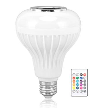 Imagem de AYNEFY Lâmpada Musical, Lâmpada LED de Música Inteligente RGBW Com Mudança de Cor LED Luz de Alto-falante E26 Controle Remoto Base Com 12 Luzes Coloridas para Bar Doméstico, Quarto,