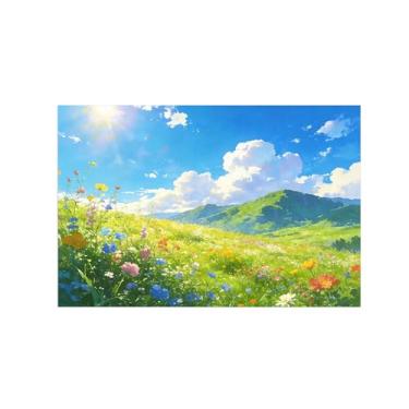 Imagem de Impressão em tela de paisagem de arte de parede - flores de primavera nuvens - pintura de decoração - imagens para sala de estar quarto 70 x 105 cm 27 x 41 pol sem moldura