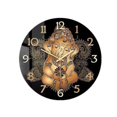 Imagem de BLWOTMOR Relógio de Parede Silencioso em Acrílico com Mecanismo Analógico Redondo, Decoração de Elefante, Funciona a Bateria, Inaudível, Ideal para Sala de Est, Elefante, Tamanho real