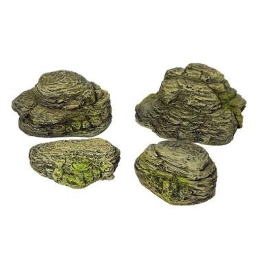 Imagem de Kit 4 Rochas - Cenário Miniatura Pintada - RPG - Orgos Miniaturas