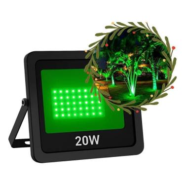 Imagem de 2X Refletor Holofote Led 20W Cor Luz Verde Jardim Decoração