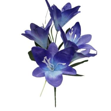 Imagem de Lírio Artificial Realista com 5 Flores, Galho Decorativo para Arranjos, Buquês e Decoração de Ambientes(2,Azul royal)