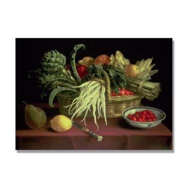 Imagem de NHLDZYH Vintage Fruta Ainda Vida Tela Retro Frutas Motivo Estilo Country Decoração de Parede para Cozinha e Sala de Jantar. B38. 70 x 98 cm. Apenas Tela