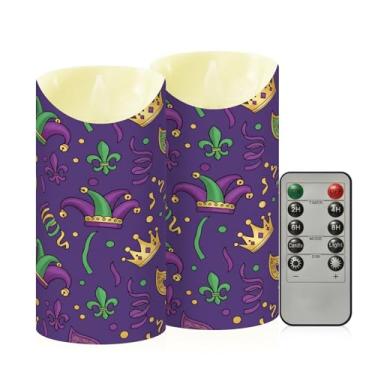 Imagem de Wassud 2 pacotes de carnaval de carnaval (2) velas sem chama com controle remoto, velas realistas cintilantes com temporizador, velas decorativas para Natal, casamento, festa, decoração de casa média