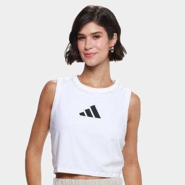 Imagem de Regata Cropped Adidas Casual Feminina, Branco, GG