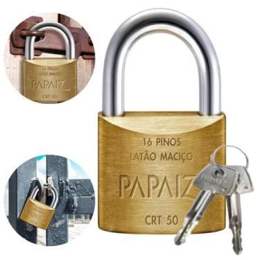 Imagem de Cadeado Papaiz 16 pinos 50mm Chave Tetra 2 Chaves Crt50, 50mm