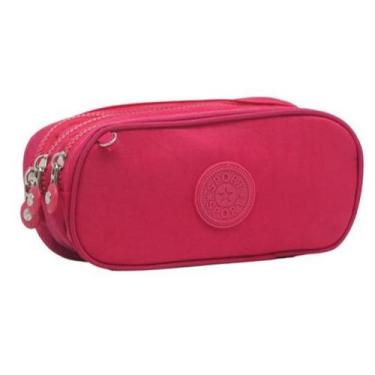 Imagem de Estojo Escolar Masculino Feminino Grande 3 Ziperes Triplo Cores:Pink 7