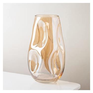 Imagem de Vaso de vitral moderno, moderno, simples e irregular, formato especial, arranjo de flores de mesa para sala de estar, peças centrais de decoração de casa (grande)