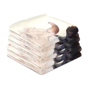 Imagem de Wassud Toalhas de cozinha flor vaca (2) panos de prato de cozinha pacote com 6 panos de prato macios com laço para pendurar toalha de mão de secagem rápida super absorvente toalhas de chá de mesa