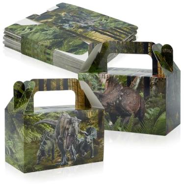 Imagem de WEBEEDY 36 peças de caixas de presente de lembrancinhas de festa de dinossauro, 2 estilos, tema de selva tropical, porta-doces, bolsas para decorações de aniversário, artigos de festa, peças centrais