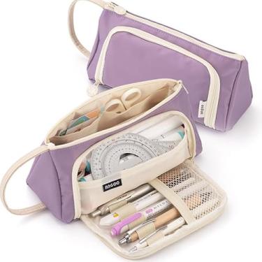 Imagem de Estojo De Lápis Caneta Esferográfica De Papelaria Armazenamento Portátil De Grande Capacidade(lilas WD-6)