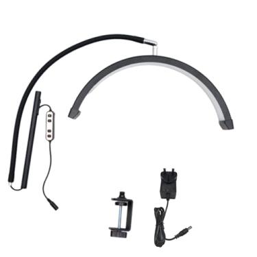 Imagem de GLOGLOW Lâmpada HD-P3 Lâmpada LED Half Moon Beauty de 16 Polegadas, Ajustável de 20-37 Polegadas, Temperatura de Cor 3000K-6500K, de Liga de Alumínio de 20W para Extensões de Cílios, Arte Em Unhas,