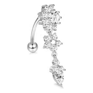 Imagem de Piercing De Umbigo Dourado Rosê Prata Pendurado Invertido - De Castro 