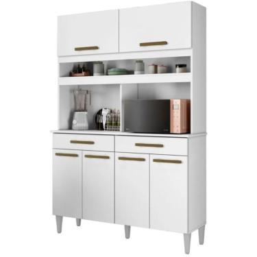 Imagem de Armário De Cozinha São Paulo 6 Portas 2 Gavetas Branco Kaiki Móveis