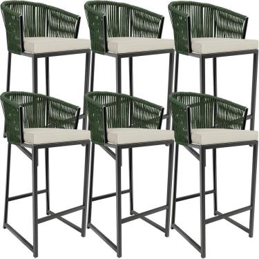 Imagem de Kit 06 Banqueta Para Área Gourmet Cozinha Varanda D04 Verde