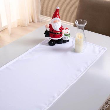Imagem de Caminho De Mesa Basic Liso 1 Peça 1,30m X 40cm Decorativo Tecido Oxford Branco 100% Poliéster