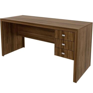 Imagem de Mesa Para Escritório Reversível 155 Cm 3 Gavetas Nogal