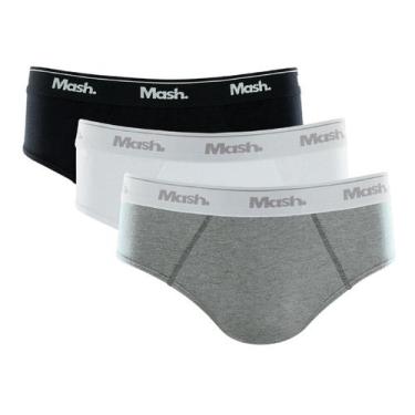 Imagem de Cueca Slip Mash Kit C/3 Ref. 010.04, P, Cinza, Claro, Preto, Branco