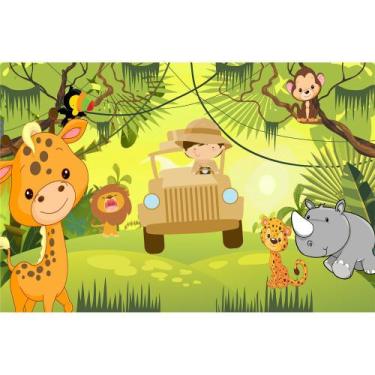 Imagem de Painel de Lona Safari Baby Menino - Fabrika de Festa, 100x070cm