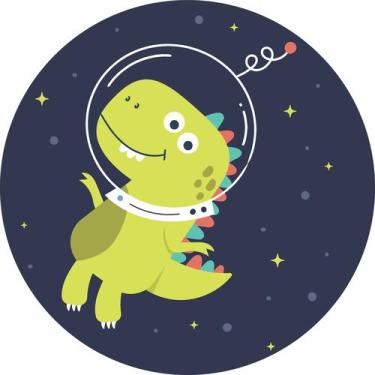 Imagem de Painel de Lona Redondo Dino No Espaço - Fabrika De Festa, 130x130cm