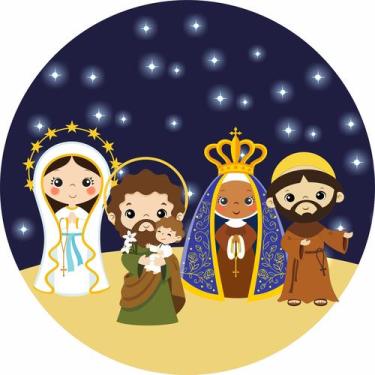 Imagem de Painel de Lona Redondo Festa de Santos Cute - Fabrika De Festa, 120x12