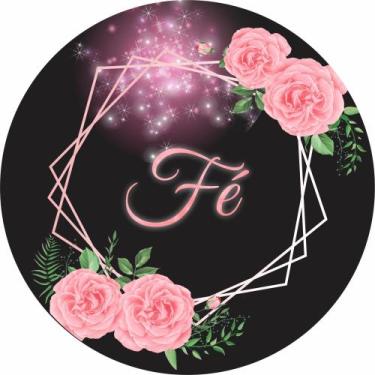 Imagem de Painel de Lona Redondo Fé Flores e Brilhos Rosa - Fabrika De Festa, 17