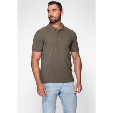 Imagem de Camisa Polo Silk Triangulo Pq Puff Guess Verde Oliva-Masculino