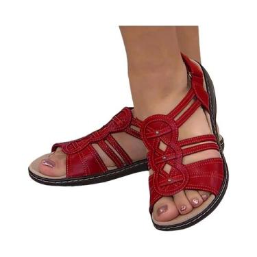 Imagem de Sandálias Casuais Femininas Com Salto Wedge, Chinelos Planos Para Uso 