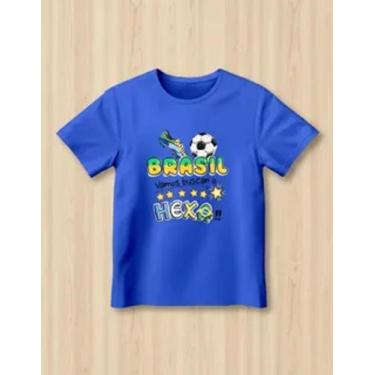 Imagem de Camiseta Slim Infantil Algodão Estampa Brasil Copa - LOJA RPERONI, Azu