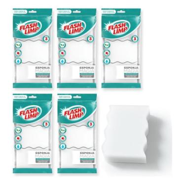 Imagem de Esponja Tira Manchas Sujeira Kit 15 Unidades Flash Limp