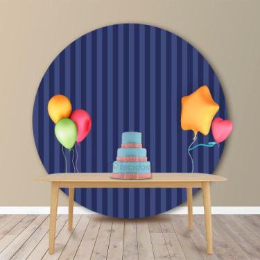 Imagem de Painel Redondo em Jacquard Azul Marinho Listrado - Jacquard Tradiciona
