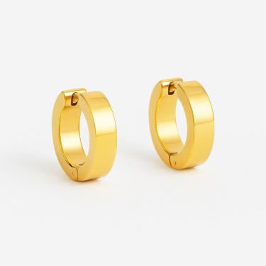 Imagem de Brinco Argolinha Lisa Dourada Aço Inox 316L