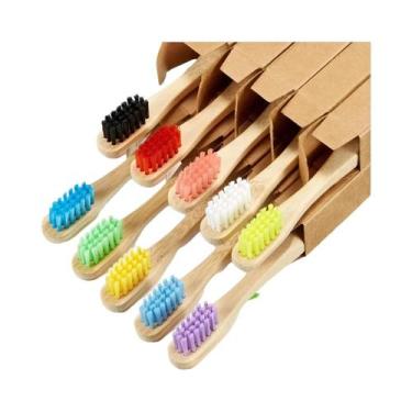 Imagem de Escova De Dentes De Bambu Biodegradável, Cerdas Duras Médias, Punho ar