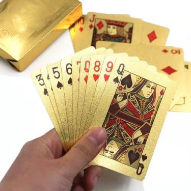 Imagem de Baralho Dolar Dourado Ouro Folheado A Prova D'agua Poker 54 Cartas - o