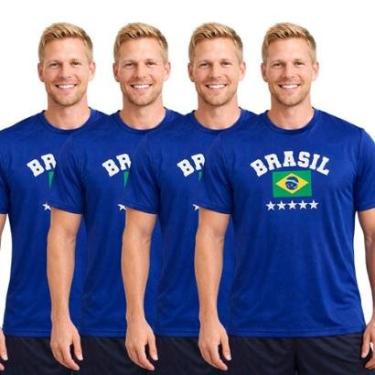 Imagem de Kit 4 Camisetas Manga Curta Masculina Estampa Brasil-Masculino