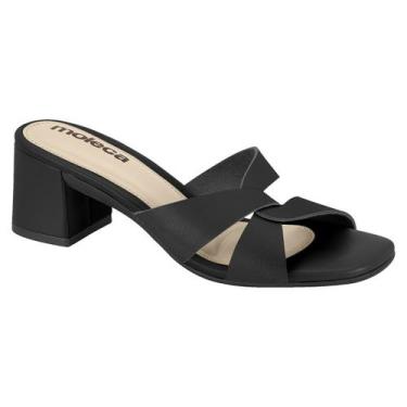 Imagem de Tamanco Feminino Mule Moleca Saltinho Baixo Bloco, Preto, 35